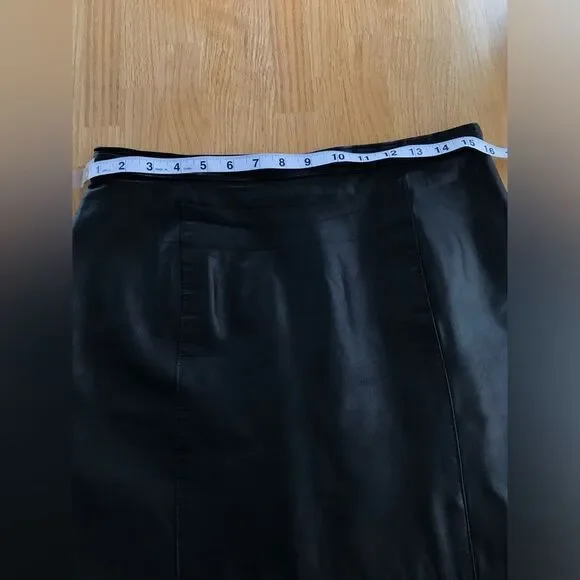 Vintage Comint Black Leather Skirt Long Size 11/12 Made in Argentina - Picture 8 of 8